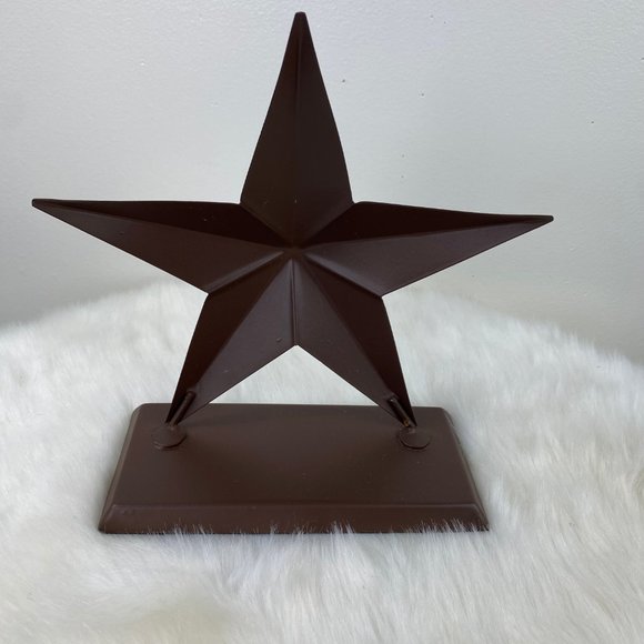Brown Metal Star w/ Base 8" X 8" X 2.75" Primitive Country Farmhouse - Picture 4 of 6